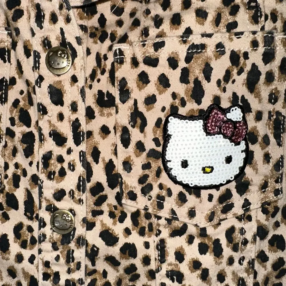 365 Kids Garanimals Hello Kitty Cheetah Animal Print Denim Jacket Size 6